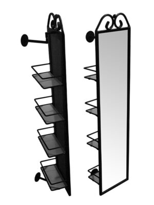 POSEIDON PIVOT SHELF & MIRROR STAND - BLACK