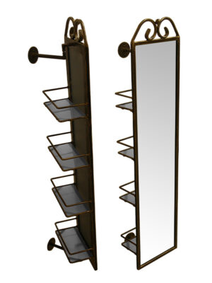 POSEIDON PIVOT SHELF & MIRROR STAND - GOLD