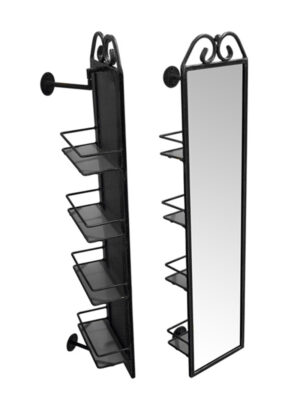 POSEIDON PIVOT SHELF & MIRROR STAND - PEWTER