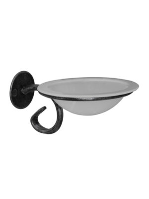 POSEIDON SOAP DISH WALL MOUNT & GLASS - PEWTER