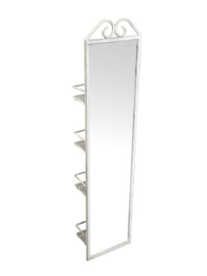 POSEIDON PIVOT SHELF & MIRROR STAND - WHITE PEWTER