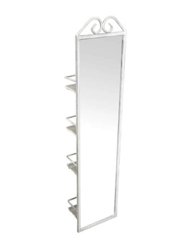 POSEIDON PIVOT SHELF & MIRROR STAND - WHITE PEWTER