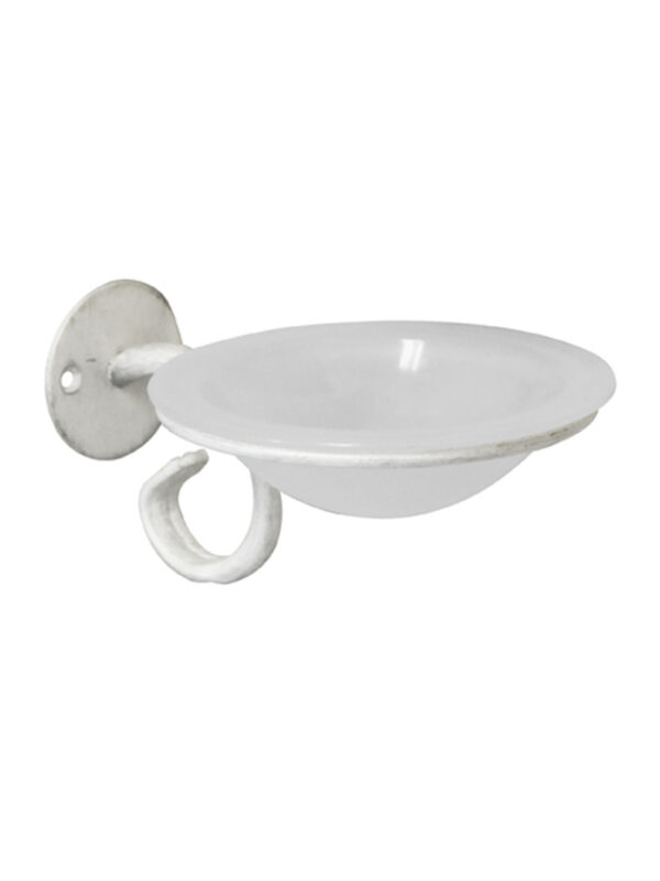 POSEIDON SOAP DISH WALL MOUNT & GLASS - WHITE PEWTER