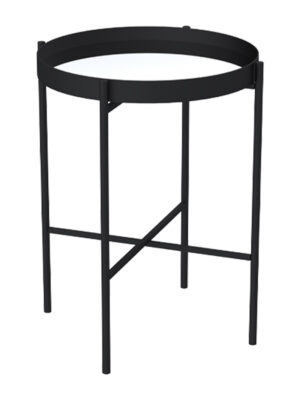 DEMI ROUND SIDE TABLE WITH MIRROR 550*400MM - BLACK