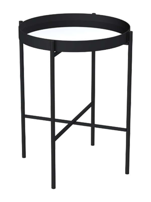 DEMI ROUND SIDE TABLE WITH MIRROR 550*400MM - BLACK