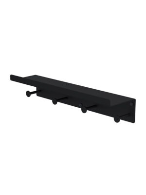 DANIKA 400 SHELF WITH 4 HOOKS - BLACK