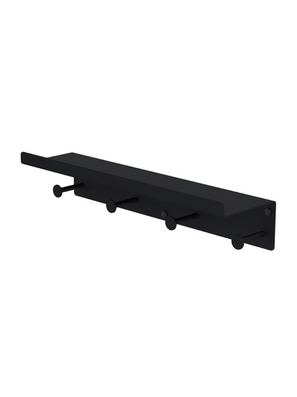 DANIKA 400 SHELF WITH 4 HOOKS - BLACK